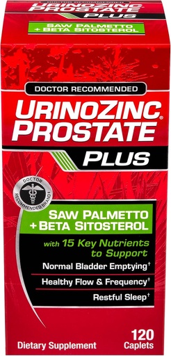 [BRSWIAIHAEIRGHI3] Urinozinc Prostate Plus, Saw Palmetto & Beta Sitosterol gehigarria Gizonentzat, Urinazioa murriztea (2 Hileko hornidura, 120 kondea)