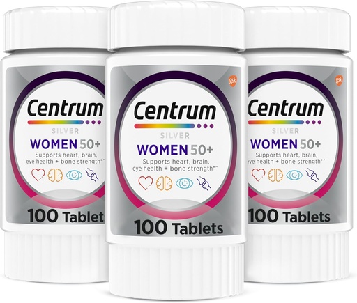 [BRSWGGQFOR4BOGQU] Centrum Silver Women's Multivitamin for Women 50 Plus, Multivitamin/Multimineral Supplement with Vitamin D3, B bitamina, Calcium eta Antioxidatzaileak, Gluten Free, Non-GMO Ingredients - 300 Count
