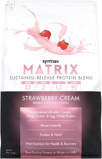 [BRSWIYAMAYGAGDDC] Syntrax Nutrition Matrix - Sustained-Release Protein mix, Strawberry Krem 5 lbs.