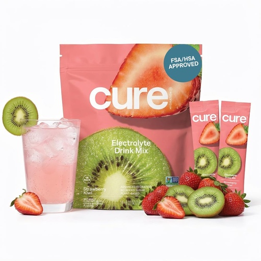 [BRSRMAA3CEBBAEQY] Cure Hydration - Electrolyte Drink Powder Strawberry Kiwi 14 Packets