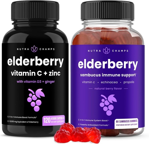 [BRSROY3YCUFWOFYU] NutraChamps Elderberry Capsules and Gummies Bundle