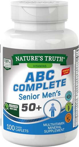 [BRSWECQYOZ7RGFI4] Nature's Truth Men's 50 + Multivitamin / Vitaminlər A, C, E, B6 & B12 | 100 Count | Qeyri-GMO & Gluten Pulsuz