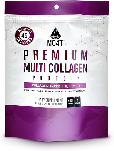 [BRSRAAYRCEORAAAY] MO4T polvere multi collagene idrolizzata -Collagen Protein- Collagen Peptides-Tipo 1,2,3,5,10 -Sgar-Free, (1 Pound) Capelli, Pelle & Nail, Paleo & Keto, Non OGM