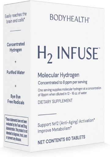[BRSWYGILBYIQI3Q7] BodyHealth H2 Infuse Molecular Hydrogen Tablets, Tablets for Drinking Water, Elemental Magnesium to Support Metabolism with Molecular Hydrogen Water - 60 Tablets