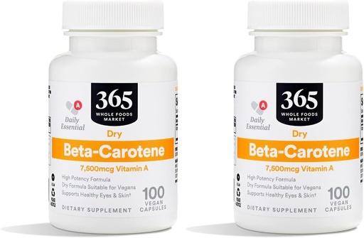 [BRSRAGT7A57GYDTF] 365 by Whole Foods Market, Beta Carotene Dry 15000 MCG, 100 Count (Pack of 2)