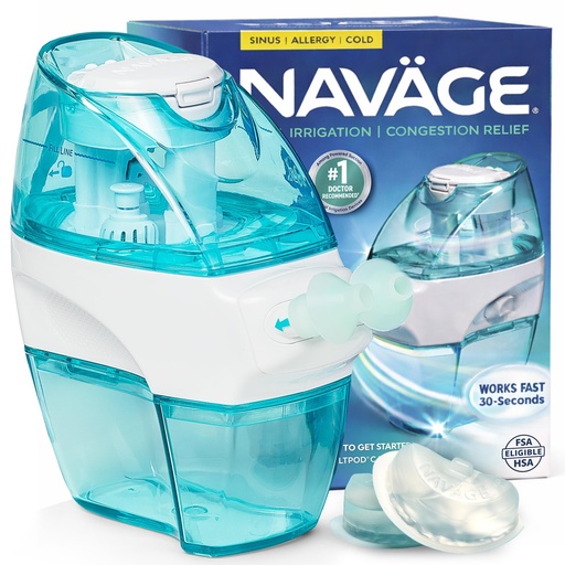 [BRSWKZLROQCWECDU] Navage® Starter Bundle – Nasal Irrigation System - Saline Nasal Rinse Kit with 1 Nose Cleaner and 30 SaltPods for Congestion Relief ($109 Value). Sinus Rinse for Clinically Proven Benefits
