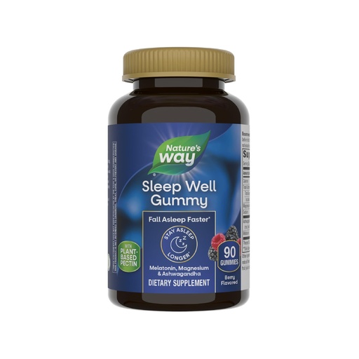 [BRSW2AY7PIIGE2TG] Nature’s Way Sleep Well Melatonin and Magnesium Gummies, Sleep Support for Adults*, with Ashwagandha, Berry Flavored, 90 Gummies