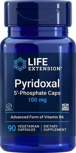 [BRSWYZTRC4BQ4FLX] Life Extension Pyridoxal 5-Phosphate Caps 100 mg P5P, 90 Veg Capsules - Advanced Vitamin B6 Supplement