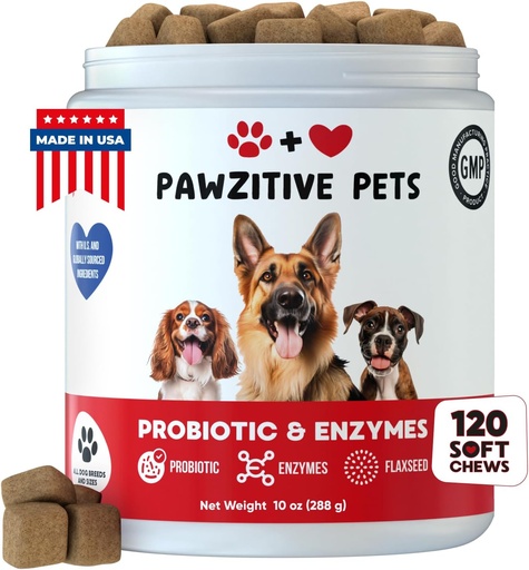 [BRSROBL7AUBWY23U] Probiotics, Soft Chews - Enzymes - Digestive Health for Dogs - Probiotic Chewables for Gut Health & Immune Support Supplement - Digestive Support