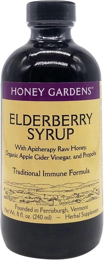 [BRSWIFQROYBBQ2TY] Honey Garden APIARIES Apitherapy Honey Elderberry Extract, 8 FZ
