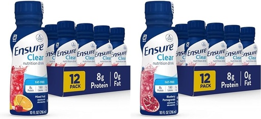 [BRSROCAFOIFA2AIV] Ensure Clear Nutrition Drink, 0g Fat, 8g Protein, Mixed Fruit " Blueberry Pomegranate Flavors, 10 Fl Oz, Pack of 12