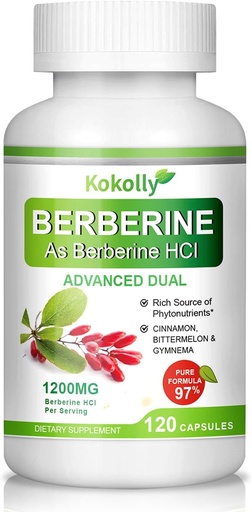 [BRSRAHY3DIPGECIY] Berberine Papildinājums 1200mg-120 Kapsulas; Bāze ar Berberine HCL, Cinnamon, Bittermelon, Gymnema