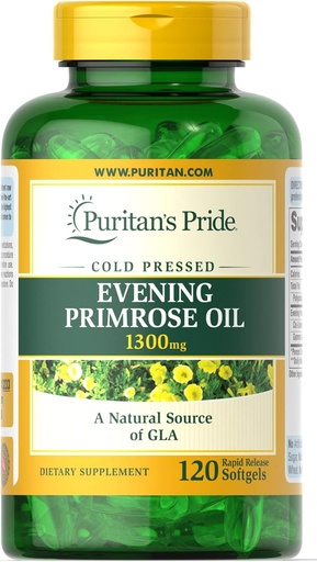 [BRSWGYDYCIIGG333] Puritan's Pride Evening Primrose Oil 1300 mg Softgels, 120 Count