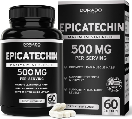 [BRSRMFIYB55BQCLD] Epicatechin Extract 500mg Per Serving (60 Capsules) Myostatin Inhibitor, Myostatin Blocker for Lean Muscle, Nitric Oxide, Stamina & Endurance – Non GMO, Vegan Supplement & Third Party Tested