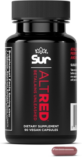 [BRSWYGL2BYBBACY4] AltRed Sur Beet Root Capsules for Muscle Recovery and Sports Nutrition - 25% Betalain Extract Pre Workout & Nitric Oxide Supplement for Endurance Athletes - NSF Certified for Sport