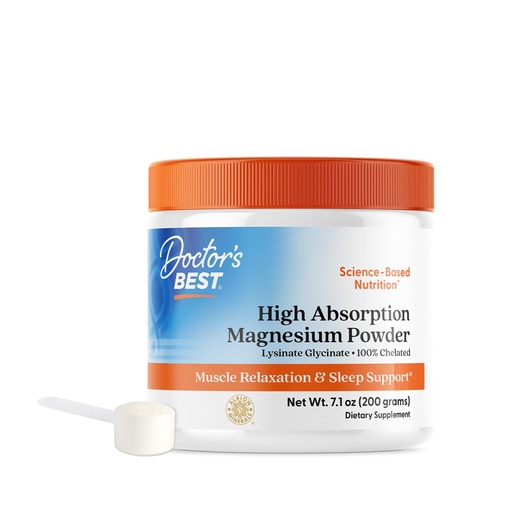 [BRSWKZACBR6WYAAV] Doctor's Best High Absorption Magnesium Powder,White, 100% Chelated TRACCS, Not Buffered, Headaches, Sleep, Energy. Non-GMO, Vegan, Gluten Free, 200G, 7.1 Ounce (Pack of 1)
