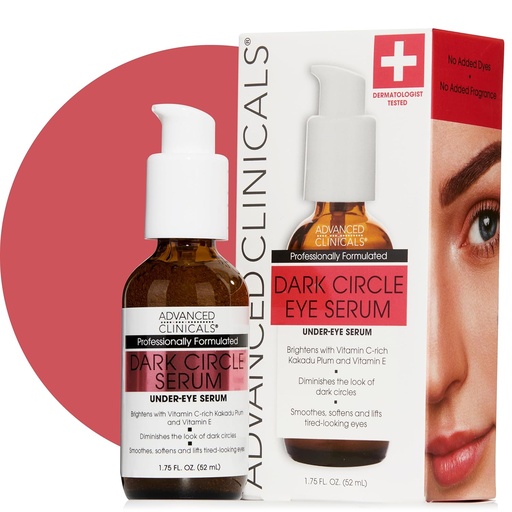 [BRSW2FAKO4HWYGYV] Advanced Clinicals Dark Circle Caffeine Under Eye Serum For Face With Hyaluronic Acid Moisturizer + Peptides | Brightening Vitamin C Serum Helps Improve Look Of Puffy Eye & Fine Lines, 1.75 Fl Oz