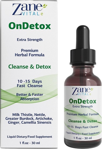 [BRSW2CD7CMBQKFDH] Zane OnDetox │10 – 15 Days Fast Cleanse and Support | Detox & Repair Supplement with Milk Thistle, Nettle, Greater Burdock, Artichoke & More | Vegan | Non-GMO | Gluten-Free | 1 Fl Oz.- 30ml