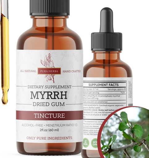 [BRSRAGDYC4MQO3DX] Organic Myrrrh Liquid Extract - Alkoholfri tinktur droppar | Non-GMO, Vegan, Gluten-Free Herbal Supplement | 2 Fl Oz | Made in USA