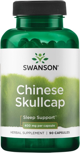 [BRSWIY36BR6AOD3C] Swanson čínské Skullcap - Bylinný dodatek Podpora relaxace a spánku - Flavonoid Formule na pomoc Soothee Nerves - (90 Kapsle, 400mg každý)