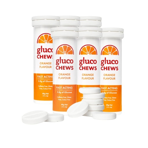 [BRSW2CTQCAHBGE33] Glucochews Orange Glucose Tablets – 60 Tablets (10 per Tube, 6 Pocket-Sized Tubes) – 3.8g Fast-Acting Glucose Each – Boosts Energy & Blood Sugar – Gluten-Free, Fat-Free, Caffeine-Free