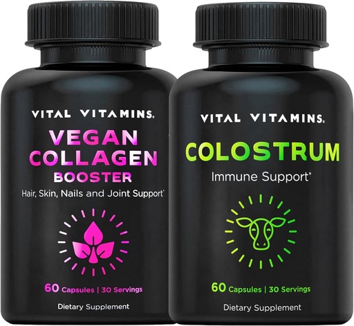 [BRSRA2Y6CUGRACA7] Vital Vitamins Vegan Collagen Booster Capsules + Colostrum Capsules Supplement