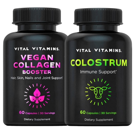[BRSRA2Y6CUGRACA7] Vital Vitamins Vegan Collagen Booster Capsules + Colostrum Capsules Supplement