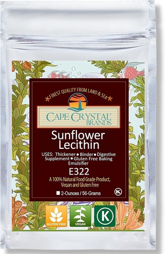 [BRSW2BAFBECREYDX] Cape Crystal Sunflower Lecithin Powder 100% Natural and Gluten-Free. It is The Vegan, Non-GMO Alternative to Soy Lecithin Powder (2-oz.)