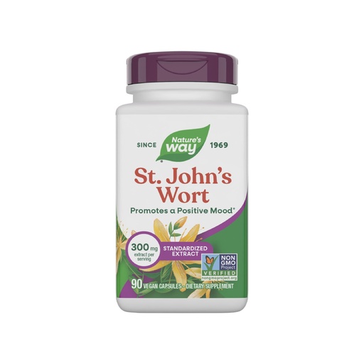 [BRSWIYTQAYIRQCLE] Nature’s Way St. John’s Wort Premium Extract, 300 Extract mg per Serving, With Rosemary Leaf & Spirulina, Non-GMO Project Verified, Vegan, 90 Capsules (Packaging May Vary)