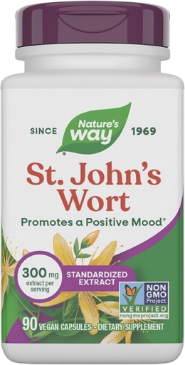 [BRSWIYTQAYIRQCLE] Příroda je cesta St John Wort Premium Extract podporuje pozitivní Outlook * Non- GMO 90 Kapsle