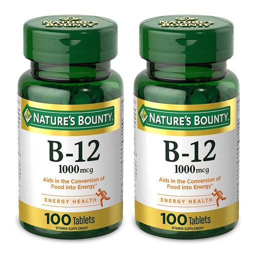 [BRSWIYYOAAOGKYA3] Nature's Bounty Natural Vitamin B12, 1000mcg, 100 Tablets (Pack of 2)