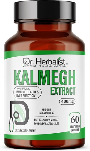 [BRSW2CT3OV7AK33O] Dr. Herbalist Kalmegh Extract 400mg – 60 Vegan Capsules | 10:1 Andrographis Paniculata Extract = 4,000mg Raw Herb Equivalent | Premium Herbal Supplement | Plant-Based Daily Support