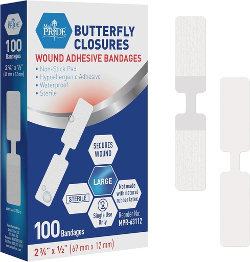 [BRSWGZ36OV6WYYDZ] Clou de cinta MEDDE gutterE glomeres for Wound Clood Clom, Sterile Hypoergenic Asplack-Stick, Latetex-Free, paquet de 100 Mides (Large)
