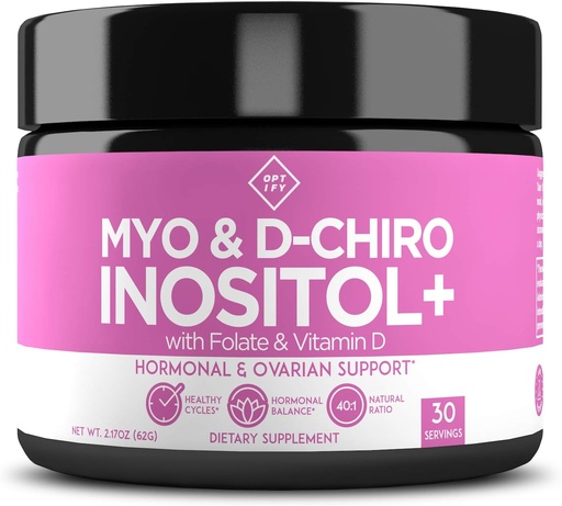 [BRSWYZAKOJ5BECLH] Optify Myo-Inositol & D-Chiro Inositol Supplement Powder for Women – 40:1 Ratio Plus Folate and Vitamin D – Support Healthy Hormonal Balance, Regular Cycles, & Ovarian Health – 30-Day Supply
