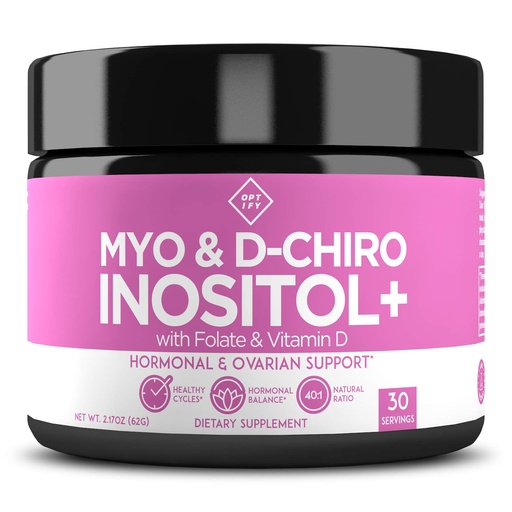 [BRSWYZAKOJ5BECLH] Optify Myo-Inositol & D-Chiro Inositol Supplement for Women | 40:1 Ratio Plus Folate and Vitamin D | Support Healthy Hormonal Balance, Regular Cycles, & Ovarian Health (2.22oz (Pack of 1))
