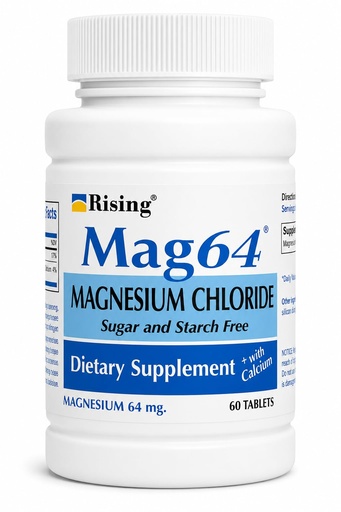 [BRSWIYIOAAIBA3TM] Rising Health Mag64 Magnesium Chloride Tablets with Calcium | Daily Magnesium Support for Muscle, Bone, Heart & Nerve Health - 60 Tablets