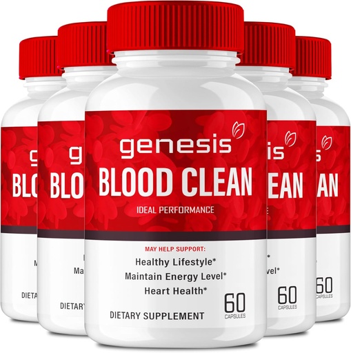 [BRSRABQDBUMWM3T2] Genesis Blood Clean Capsules - Advanced Formula Supplement for Maximum Strength - Natural Blood Vessel Cleaner, GenesisBlood Clean Pills, GenesisBloodClean Pastillas Reviews (5 Pack)