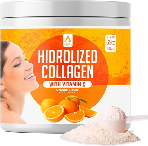 [BRSROCQQAUCW2YL5] Hydrolyzed Collagen Powder Supplement | Promotes Hair, Nail, Skin, Bone, Joint Health, Gut Health | Hydrolyzed Grass Fed Collagen Peptides |Collagen for Women | 200gr (Orange)