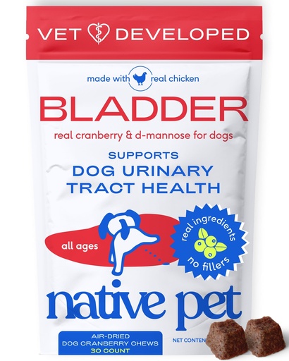 [BRSROYI5ARYWCD35] Native Pet Dog UTI Treatment - Cranberry Supplement for Dogs - Supports Normal Bladder Function, Urinary Tract & Kidney Health - Real Cranberry Extract, D-Mannose & Probiotics - Air-Dried - 30 Chews