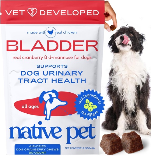 [BRSROYI5ARYWCD35] Native Pet Dog UTI Treatment - Cranberry Supplement for Dogs Bladder Control & Kidney Support - Prevent Urinary Tract Infection and Urinary Incontinence - Made with Real Cranberry Extract - 30 Chews