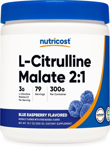 [BRSWKHQRBQNRGYLP] Nutricost L-Citrulline Malate 2:1 (300 Grams) (Blue Raspberry)