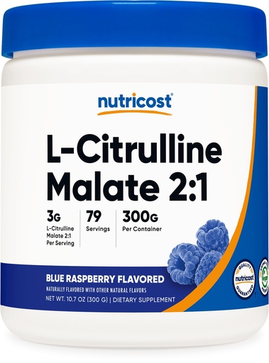 [BRSWKHQRBQNRGYLP] Nutricost L-Citrulline Malate 2:1 (300 Grams) (Blue Raspberry)