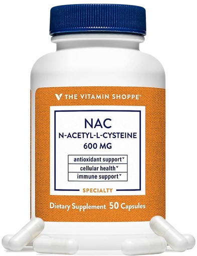 [BRSWIYTYOEDR4A3Y] The Vitamin Shoppe Brand NAC Supplement, 600mg N Acetyl L Cysteine Capsules for Antioxidant Support & Immune Support, Single Ingredient Amino Acid Supplement for Adults, Gluten Free, 50 Capsules
