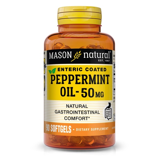 [BRSWIAT2BUJRCFIZ] MASON NATURAL Peppermint Oil 50 mg Enteric Coated Supplement, 90 Day Supply of Gastrointestinal Support for Normally Functioning Bowel, Softgel Pills