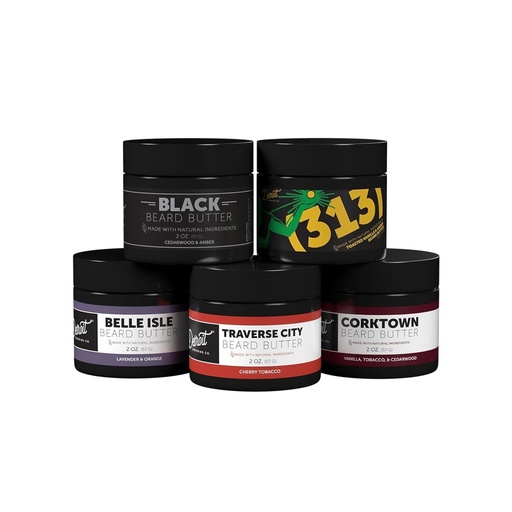 [BRSRAH3QARYAIETF] Detroit Grooming Co. Beard Butter Variety Pack | 5 Signature Scents | Softens, Thickens & Hydrates with Safflower Oil & Shea Butter | Premium Beard Care & Styling | 2oz