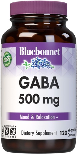 [BRSW2FD2CUAWA3D7] BlueBonnet Nutrition GABA 500mg, для снятия стресса*, поддерживает релаксацию*, кошерный, веганский, без глютена, без сои, без ГМО, 120 растительных капсул, 120 сервировок