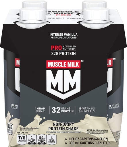[BRSWKHYQO57GMFL2] Muscle Milk Pro Series Protein Shake, Intense Vanilla, 4 Count