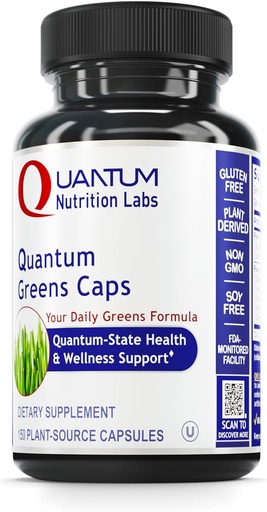[BRSWIZDZBYDGEHY7] Quantum Nutrition Labs Greens Capsules - Super Greens Capsules, Greens Supplements, Superfood Blend for Wellness, Organic Veggie Pills with Kale, Leafy Greens, Alfalfa - 150 Vegetarian Capsules
