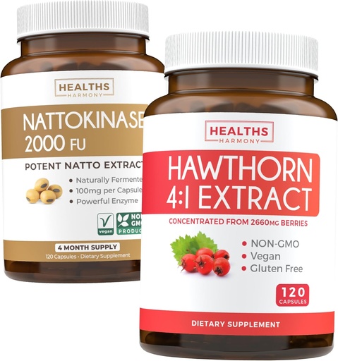 [BRSRA2Y5BF4GAFDZ] Nattokinase " Hawthorn (4-Month Supply) Nattokinase Berry Harmony - Nattokinase 2000 FU Potentes Soybeans naturalmente fermentados (4-Month Supply) " Hawthorn Berry 4:1 Extract - Vegan and Non-GMO