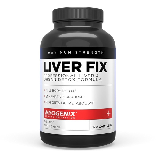 [BRSWKHYRDMOQY3Y4] Myogenix Liver Fix – Profesional Liver & Organ Detox Fórmula – Mejora de la digestión – Apoya el metabolismo de grasa – Fácil de cambiar – Suplemento dietético (120 cápsulas)